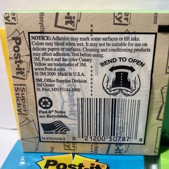 Super Sticky Post It Notes Blue Green Yellow Orange - Picture 8 of 11